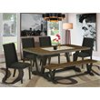 Pemberly Row 6-Piece Wood Dining Room Table Set in Black/Jacobean