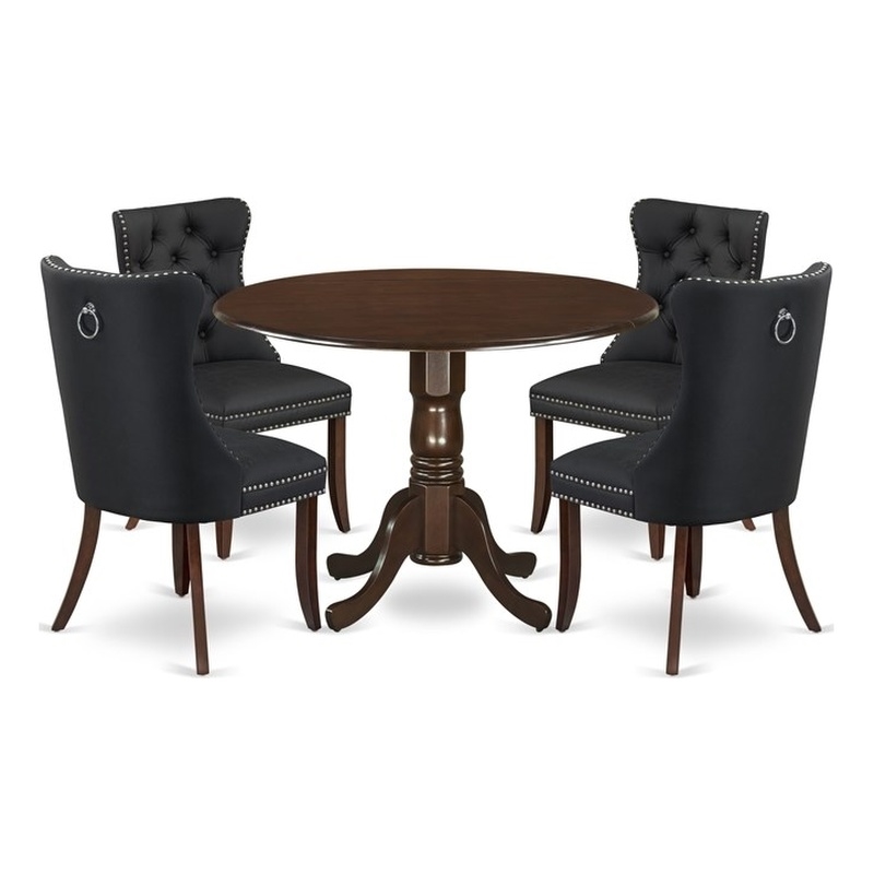 Pemberly Row 5-Piece Dining Room Set in Mahogany/Dark Gray