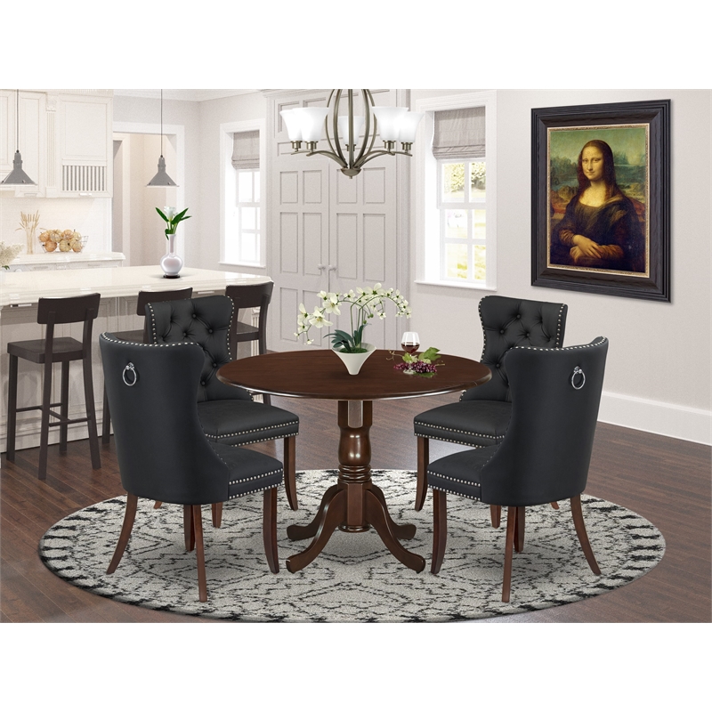 Pemberly Row 5-Piece Dining Room Set in Mahogany/Dark Gray