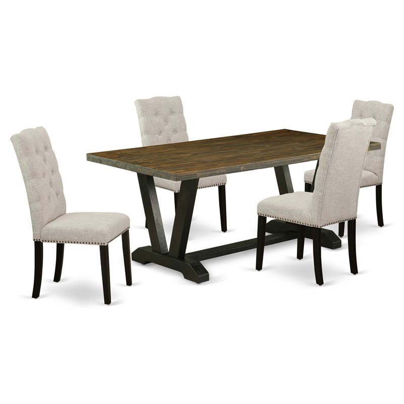 Pemberly Row 5-Piece Dining Table Set in Black/Doeskin