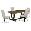 Pemberly Row 5-Piece Dining Table Set in Black/Doeskin