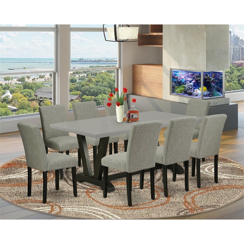 Pemberly Row 9-Piece Wood Dining Set in Black/Shitake