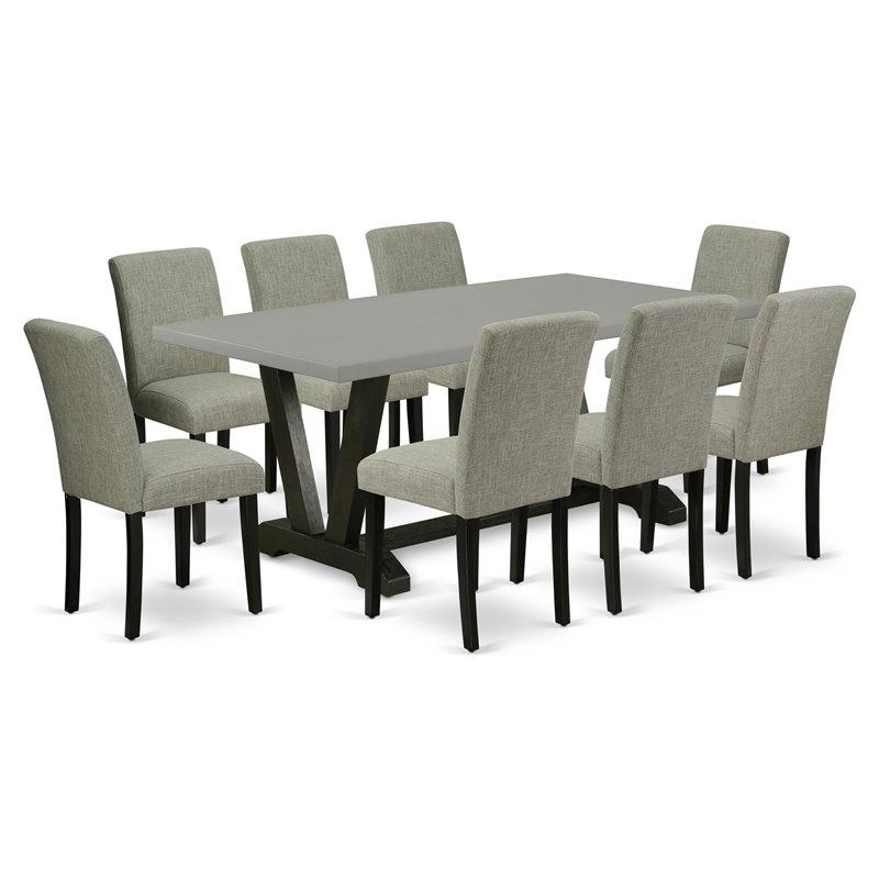 Pemberly Row 9-Piece Wood Dining Set in Black/Shitake