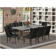 Pemberly Row X-Style 9-Piece Wood Dining Set in Jacobean Brown