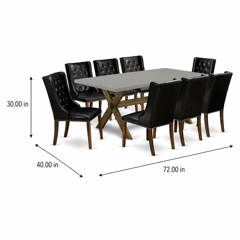 Pemberly Row X-Style 9-Piece Wood Dining Set in Jacobean Brown