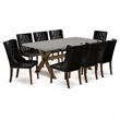 Pemberly Row X-Style 9-Piece Wood Dining Set in Jacobean Brown