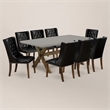 Pemberly Row X-Style 9-Piece Wood Dining Set in Jacobean Brown