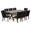 Pemberly Row X-Style 9-Piece Wood Dining Set in Jacobean Brown
