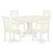 Pemberly Row Avon 5-Piece Dining Set with Fabric Chairs in Linen White