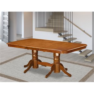 Pemberly Row Napoleon Wood Dining Table in Saddle Brown