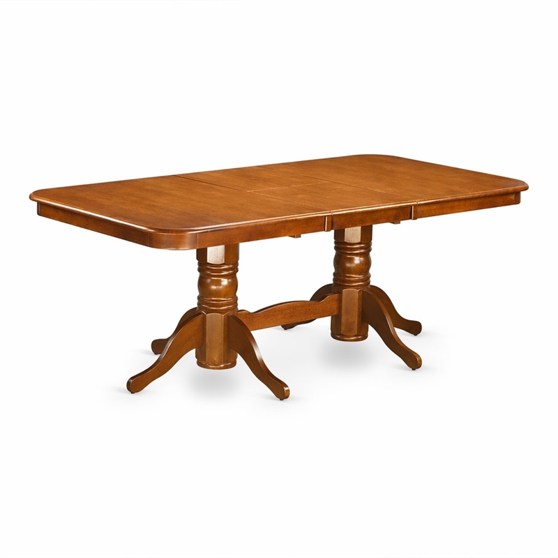 Pemberly Row Napoleon Wood Dining Table in Saddle Brown
