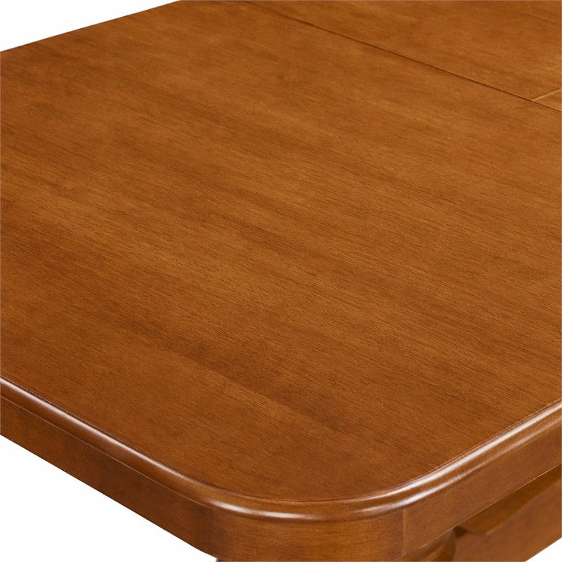 Pemberly Row Napoleon Wood Dining Table in Saddle Brown