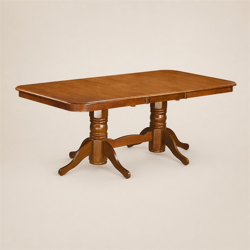 Pemberly Row Napoleon Wood Dining Table in Saddle Brown