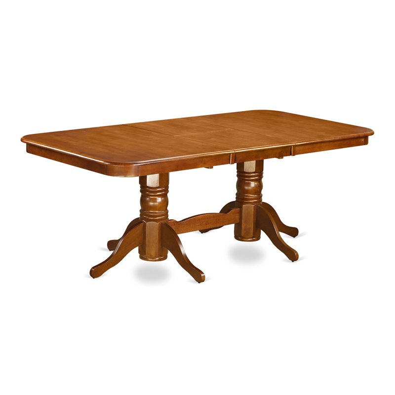 Pemberly Row Napoleon Wood Dining Table in Saddle Brown