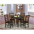 Pemberly Row Boston 5-Piece Round Dining Table Set in Cappuccino Wood Finish