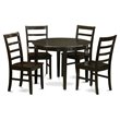 Pemberly Row Boston 5-Piece Round Dining Table Set in Cappuccino Wood Finish