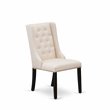 Pemberly Row Fabric Dining Chairs in Black and Cream (Set of 2)