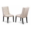 Pemberly Row Fabric Dining Chairs in Black and Cream (Set of 2)