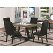 Pemberly Row 5-Piece Rectangle Wood Dining Table Set with Black Finish