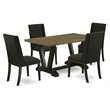Pemberly Row 5-Piece Rectangle Wood Dining Table Set with Black Finish