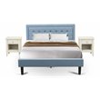 Pemberly Row 3-Piece Wood Fannin Queen Bedroom Set in Denim Blue Finish