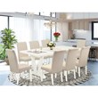 Pemberly Row 9-Piece Wood Dining Set in Cream with Linen White Base