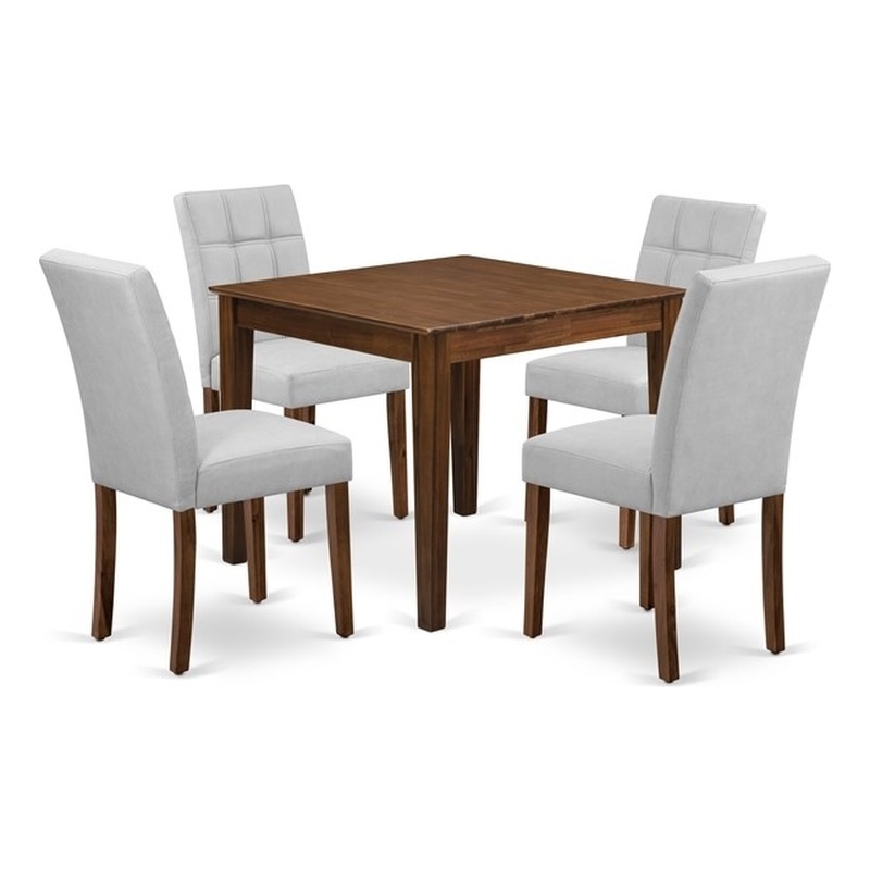 Pemberly Row 5-Piece Wood Dining Table Set in Antique Walnut/Light Gray