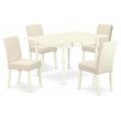 Pemberly Row 5-Piece Wood Dining Set in Linen White and Light Beige