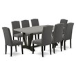 Pemberly Row V-Style 9-Piece Dining Room Set in Dark Gotham Gray