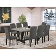 Pemberly Row V-Style 9-Piece Dining Room Set in Dark Gotham Gray