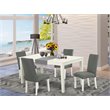 Pemberly Row 5-Piece Farmhouse Wood Dining Set in Linen White & Gray