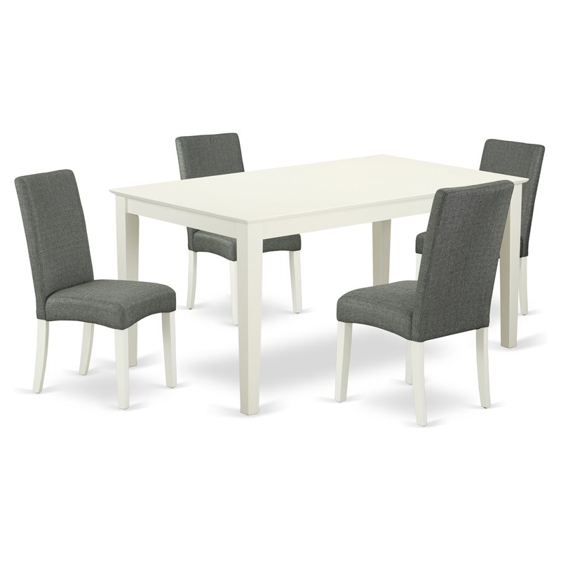 Pemberly Row 5-Piece Farmhouse Wood Dining Set in Linen White & Gray