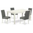 Pemberly Row 5-Piece Farmhouse Wood Dining Set in Linen White & Gray