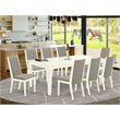 Pemberly Row Logan 9-Piece Wood Dining Table Set in Linen White & Shitake