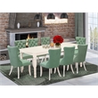 Pemberly Row 9-Piece Kitchen Table Set with Willow Green Upholstery