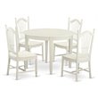 Pemberly Row 5-Piece Round Wooden Dining Set in Linen White Finish