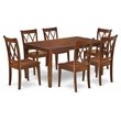 Pemberly Row 7-Piece Dining Set with X-Back Chairs in Mahogany Finish