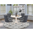 Pemberly Row 5-Piece Dining Set in Linen White and Platinum Gray
