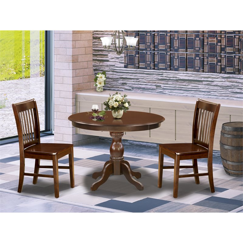 Pemberly Row 3-Piece Dining Set with Nail Heads in Mahogany