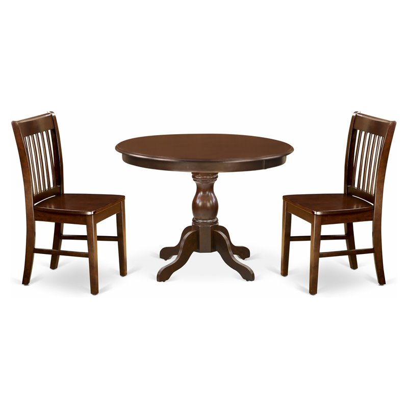 Pemberly Row 3-Piece Dining Set with Nail Heads in Mahogany