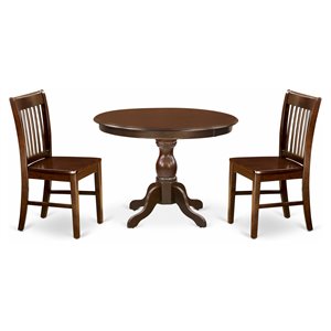 Pemberly Row 3-Piece Dining Set with Nail Heads in Mahogany