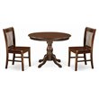 Pemberly Row 3-Piece Dining Set with Nail Heads in Mahogany