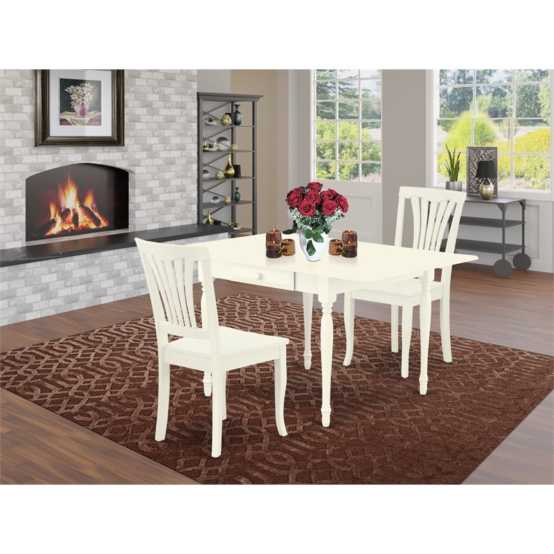 Pemberly Row 3-Piece Slat Back Dining Set in Linen White