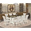 Pemberly Row 9-Piece Rectangular Wood Dining Set in Linen White and Doeskin