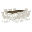 Pemberly Row 9-Piece Rectangular Wood Dining Set in Linen White and Doeskin