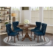 Pemberly Row 5-Piece Round Rubberwood Dining Set in Antique Walnut and Navy