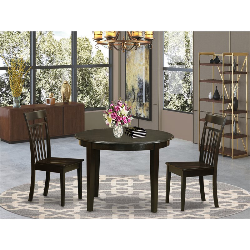 Pemberly Row 3-Piece Wood Dining Table Set in Cappuccino with Chairs