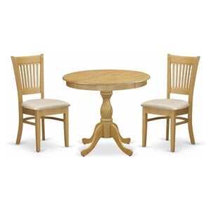 Pemberly Row 3-Piece Antique Wood Dining Set with Oak Pedestal Table
