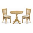 Pemberly Row 3-Piece Antique Wood Dining Set with Oak Pedestal Table