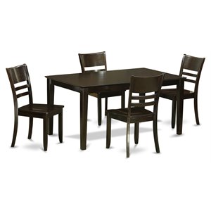 Pemberly Row 5-Piece Wood Kitchen Table Set in Cappuccino Finish